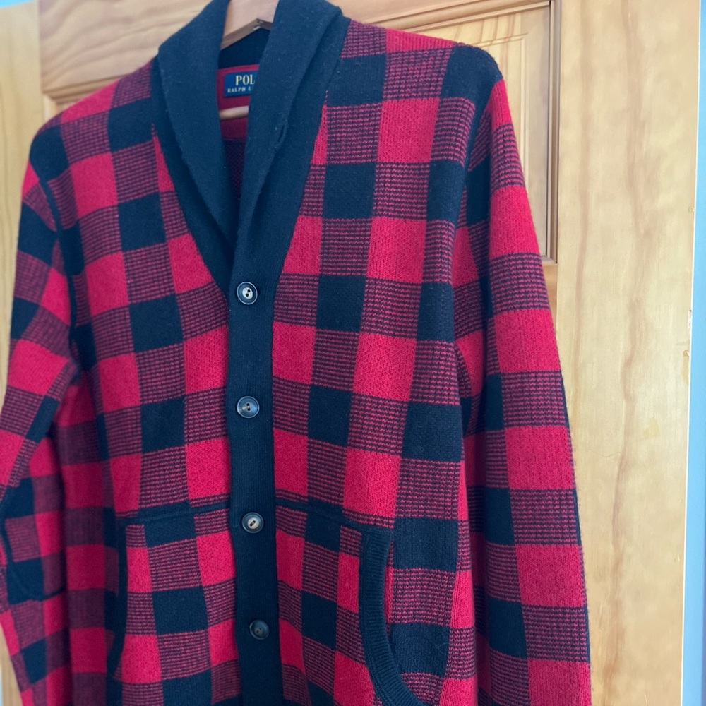New without tags, Buffalo plaid Polo Ralph Lauren wool cardigan